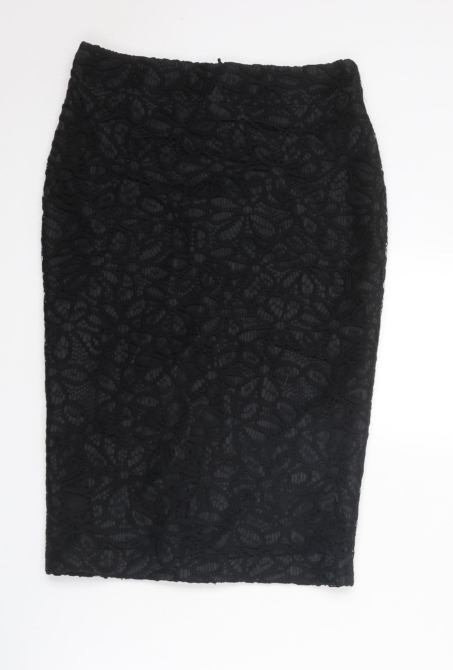 Autograph Womens Black Floral Polyester Straight & Pencil Skirt Size 10 Zip