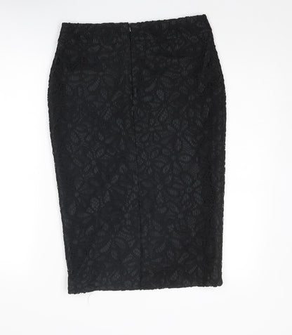 Autograph Womens Black Floral Polyester Straight & Pencil Skirt Size 10 Zip