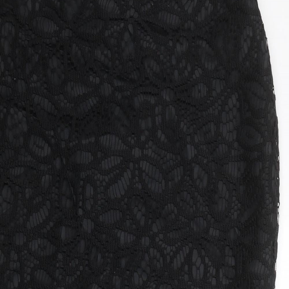 Autograph Womens Black Floral Polyester Straight & Pencil Skirt Size 10 Zip