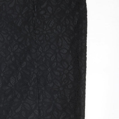 Autograph Womens Black Floral Polyester Straight & Pencil Skirt Size 10 Zip