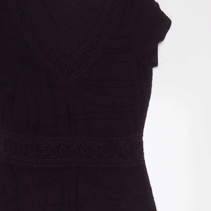 RJR.John Rocha Womens Purple Polyester Trapeze & Swing Size 12 V-Neck Pullover