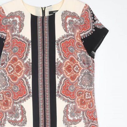 Oasis Womens Multicoloured Geometric Polyester A-Line Size 12 Round Neck Zip