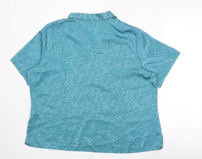 Bonmarché Womens Blue Floral Polyester Basic Button-Up Size 24 Collared