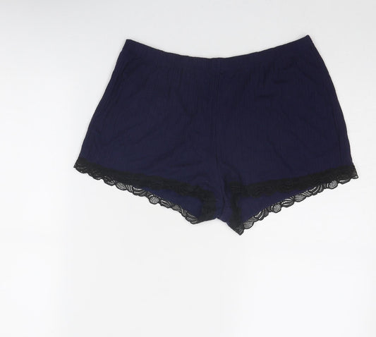 H&M Womens Blue Polyester Basic Shorts Size S Regular Pull On
