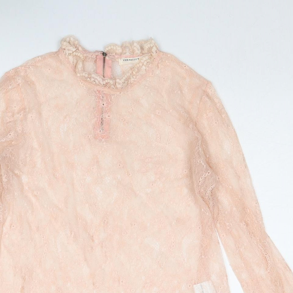 Womens UK Size L Vera & Lucy Pink Basic Blouse