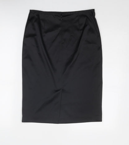 AMARANTO Womens Black Paisley Polyester Straight & Pencil Skirt Size 10 Zip