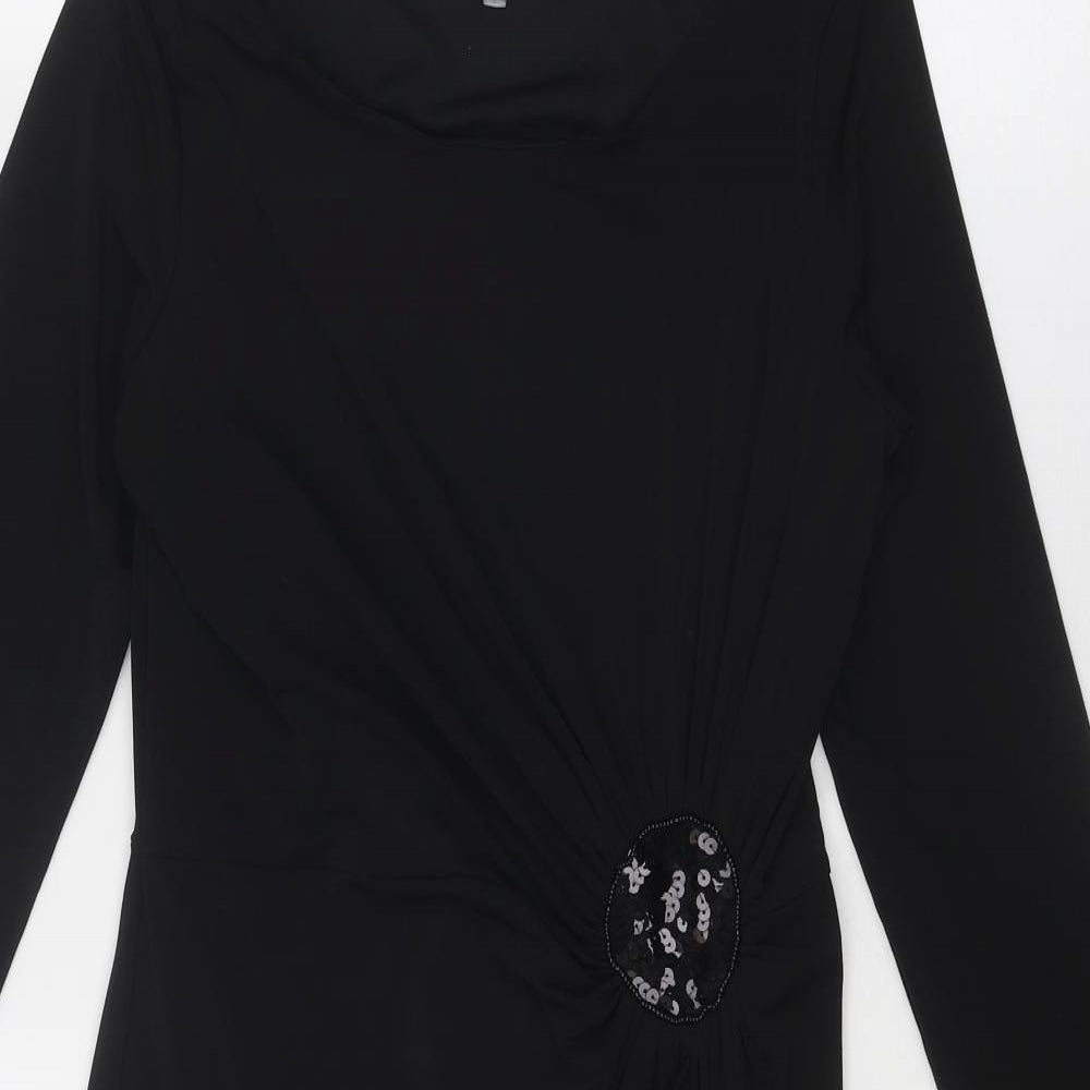 Debenhams Womens Black Polyester Shift Size 10 Round Neck Pullover