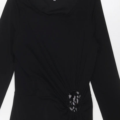 Debenhams Womens Black Polyester Shift Size 10 Round Neck Pullover