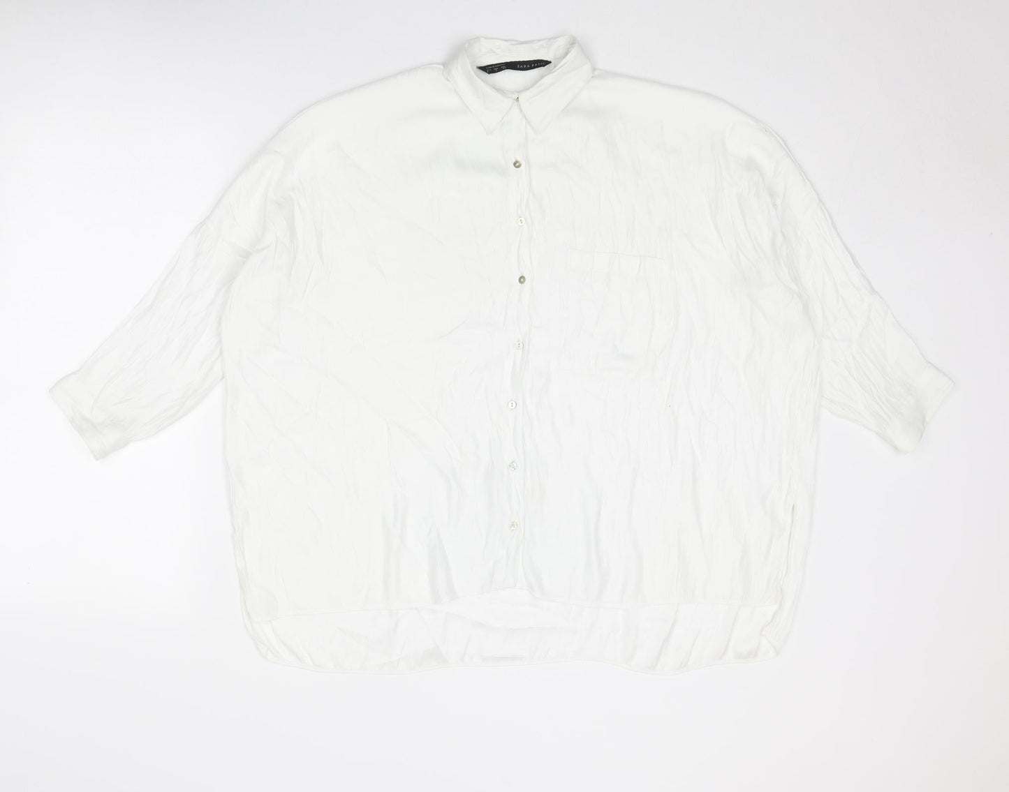 Womens UK Size S Zara White Basic Button-Up
