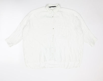 Womens UK Size S Zara White Basic Button-Up