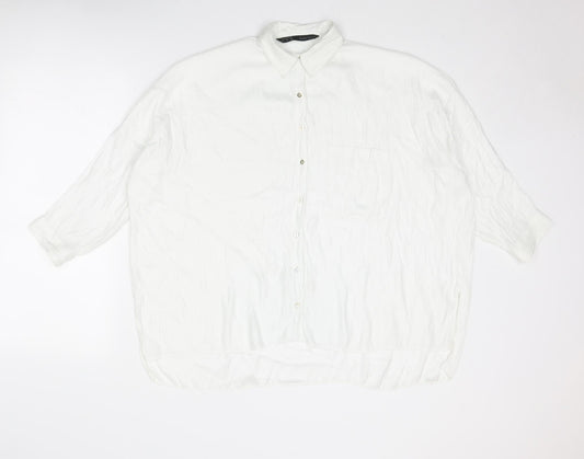 Womens UK Size S Zara White Basic Button-Up