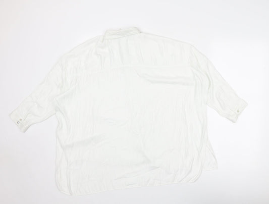 Womens UK Size S Zara White Basic Button-Up