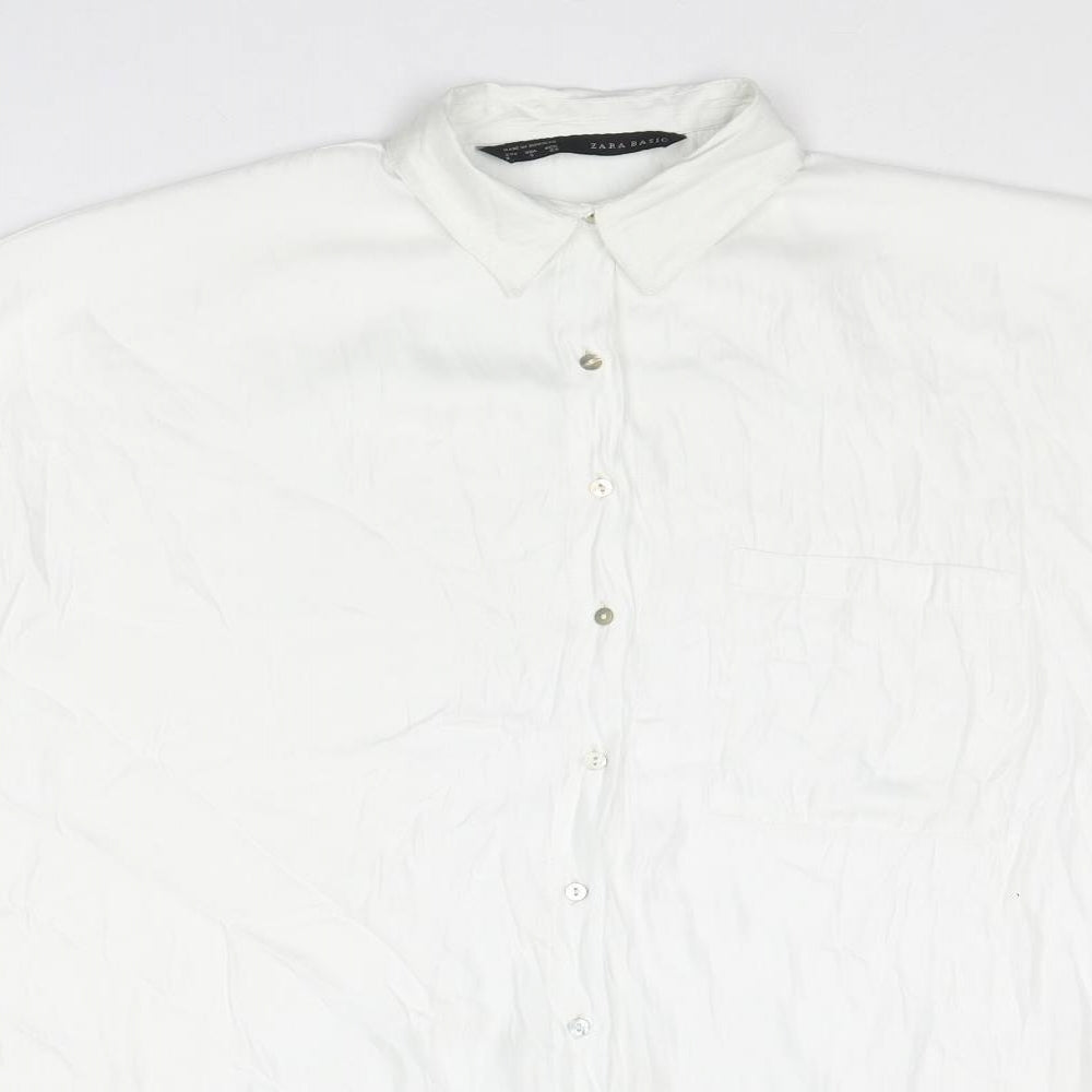 Womens UK Size S Zara White Basic Button-Up