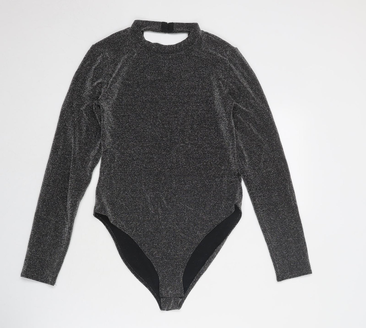 Divided by H&M Womens Silver Polyester Bodysuit One-Piece Size M Snap - Open Back