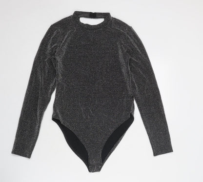 Divided by H&M Womens Silver Polyester Bodysuit One-Piece Size M Snap - Open Back