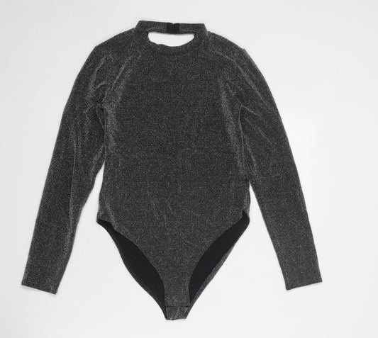 Divided by H&M Womens Silver Polyester Bodysuit One-Piece Size M Snap - Open Back