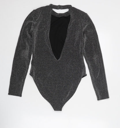 Divided by H&M Womens Silver Polyester Bodysuit One-Piece Size M Snap - Open Back