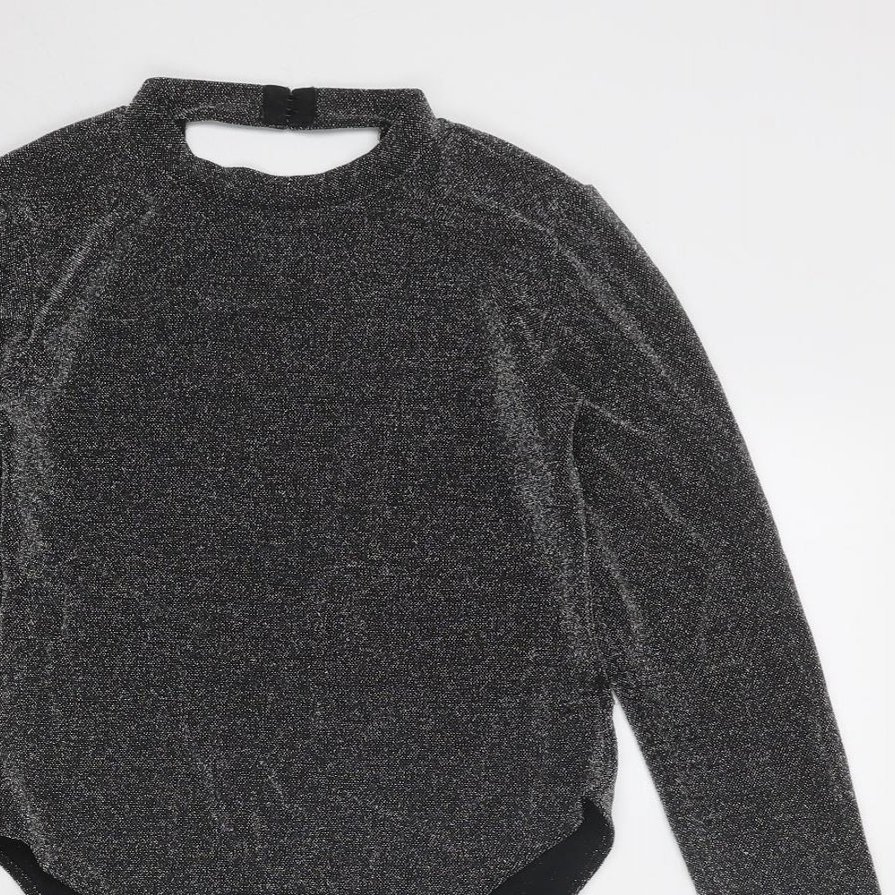 Divided by H&M Womens Silver Polyester Bodysuit One-Piece Size M Snap - Open Back