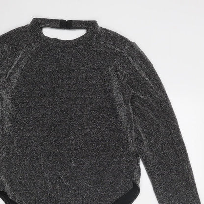 Divided by H&M Womens Silver Polyester Bodysuit One-Piece Size M Snap - Open Back