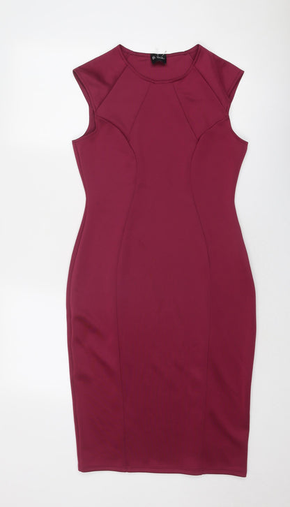 B-You Womens Purple Polyester Bodycon Size 10 Round Neck Pullover