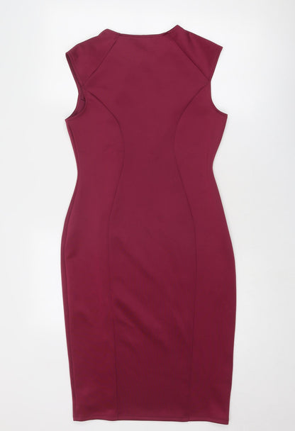 B-You Womens Purple Polyester Bodycon Size 10 Round Neck Pullover