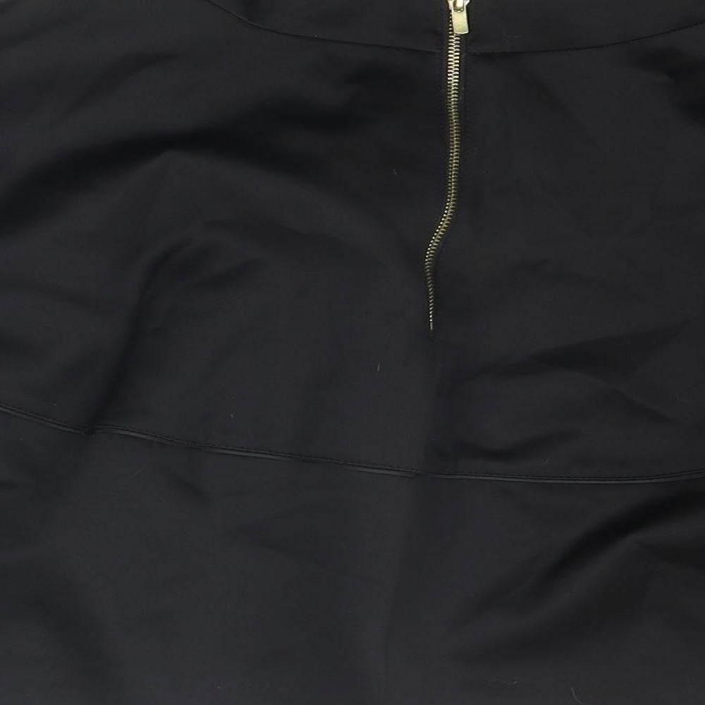 H&M Womens Black Polyester Swing Skirt Size 6 Zip