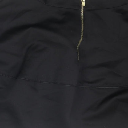 H&M Womens Black Polyester Swing Skirt Size 6 Zip