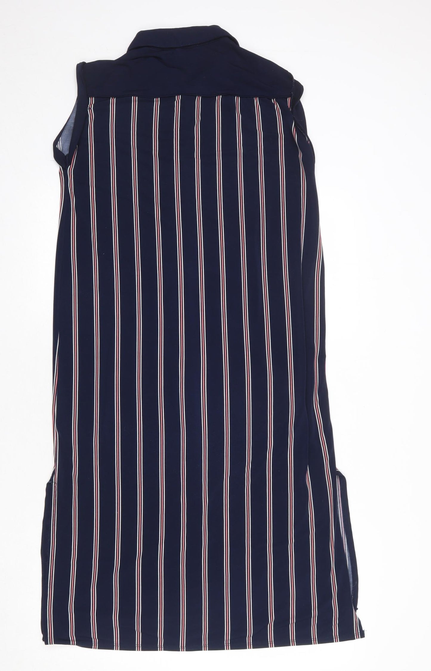 Oasis Womens Blue Striped Polyester Tank Dress Size XS Collared Button