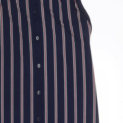 Oasis Womens Blue Striped Polyester Tank Dress Size XS Collared Button