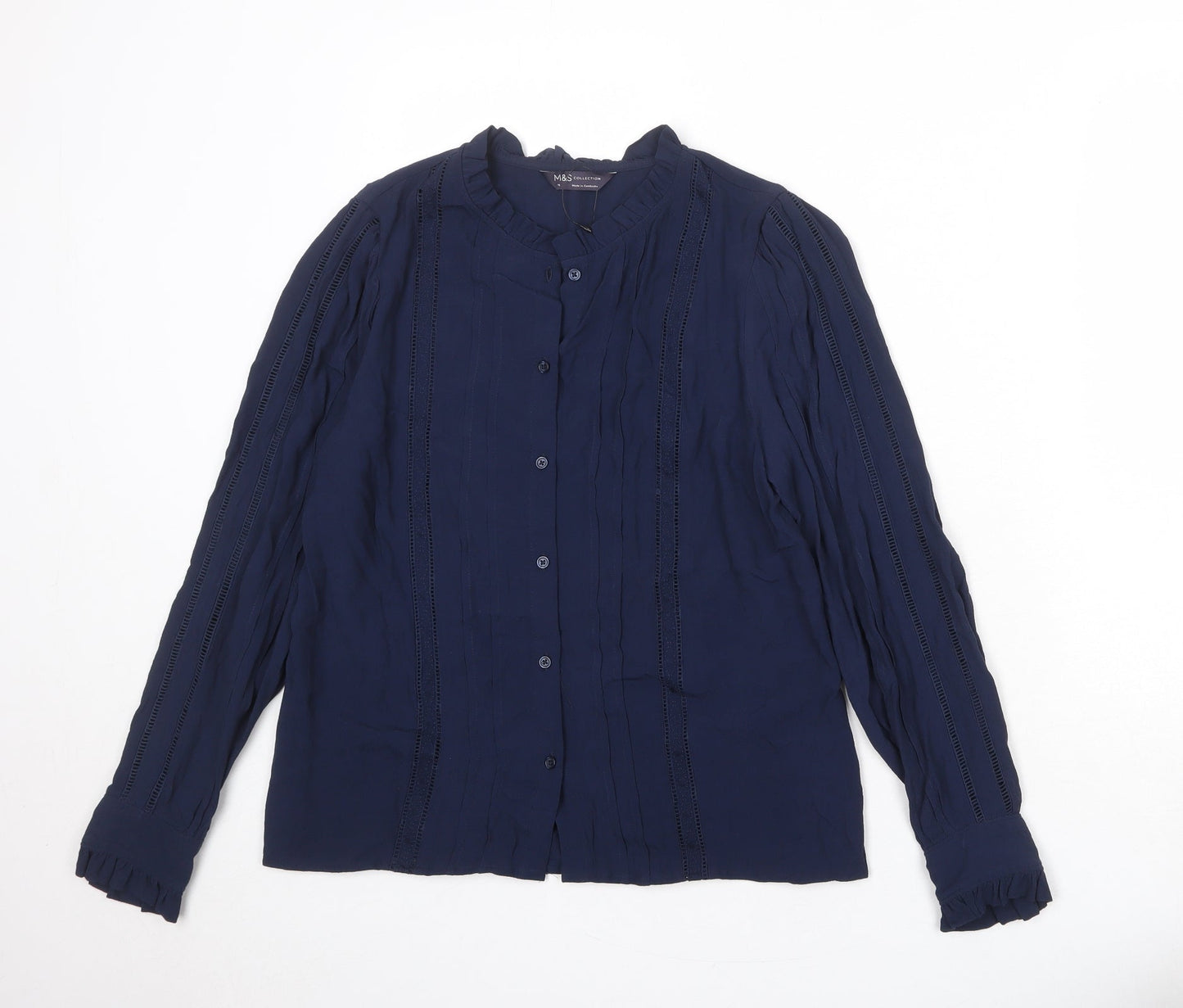 Womens UK Size 10 Marks and Spencer Blue Basic Button-Up