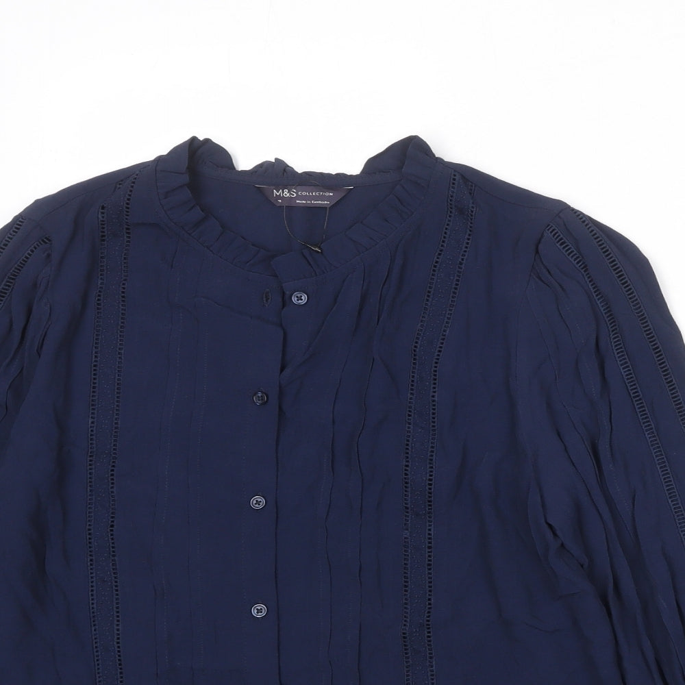 Womens UK Size 10 Marks and Spencer Blue Basic Button-Up
