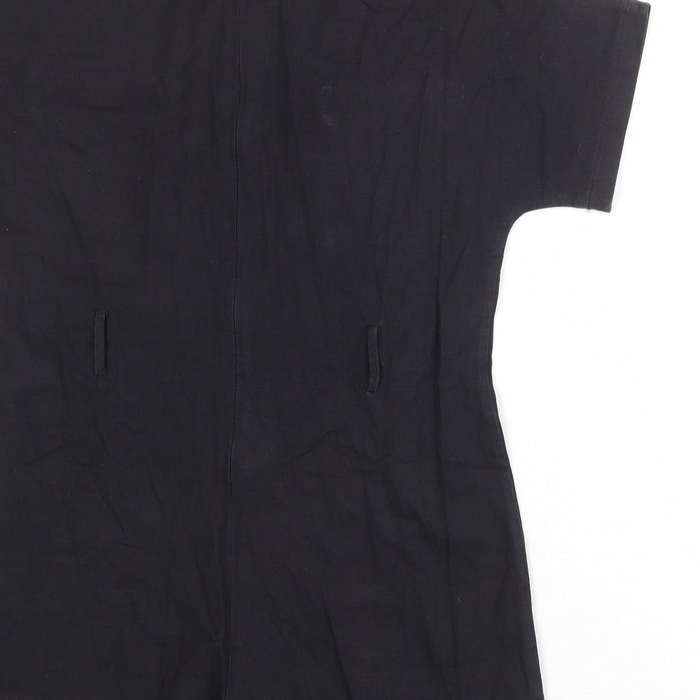 PRETTYLITTLETHING Womens Black 100% Cotton Playsuit One-Piece Size 8 Zip