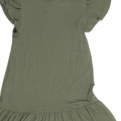 Marks and Spencer Womens Green Viscose A-Line Size 8 Round Neck Pullover