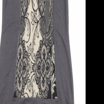 Crisca Womens Grey Geometric Polyester Shift Size S Round Neck Zip