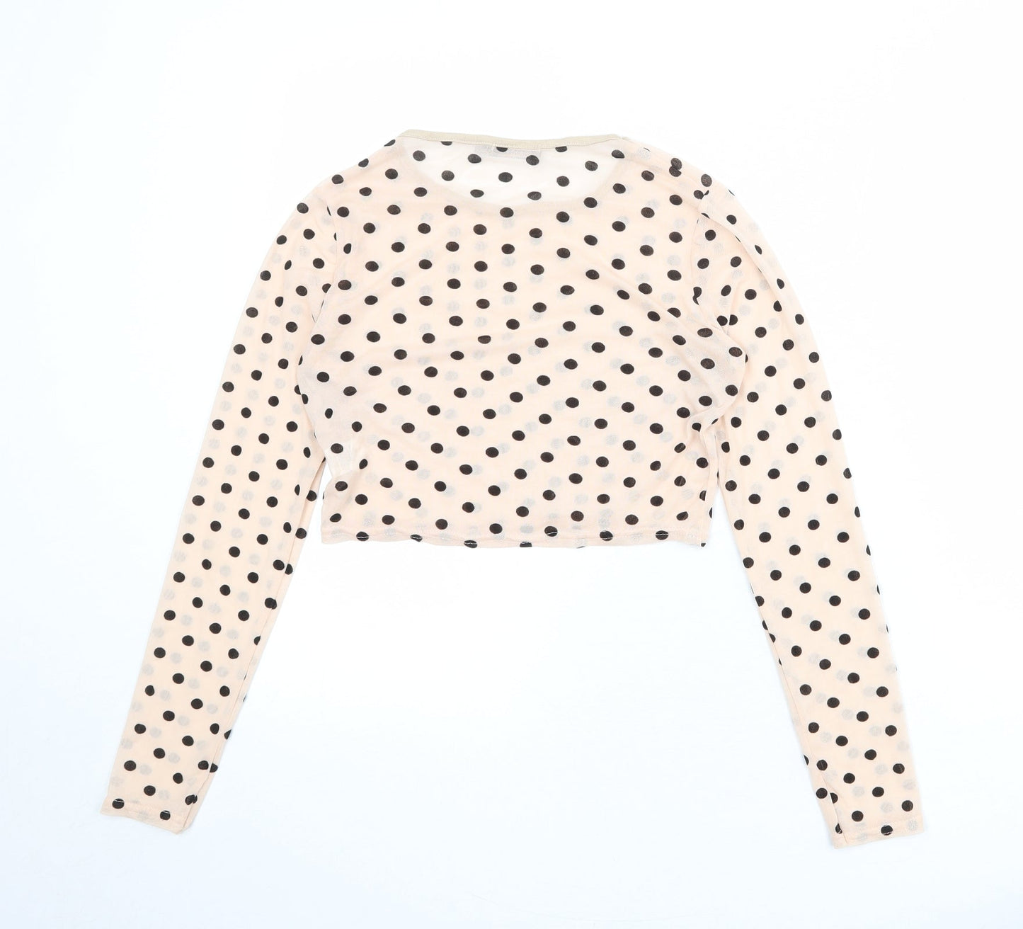 Nasty Gal Womens Pink Polka Dot Polyester Cropped T-Shirt Size 8 Boat Neck