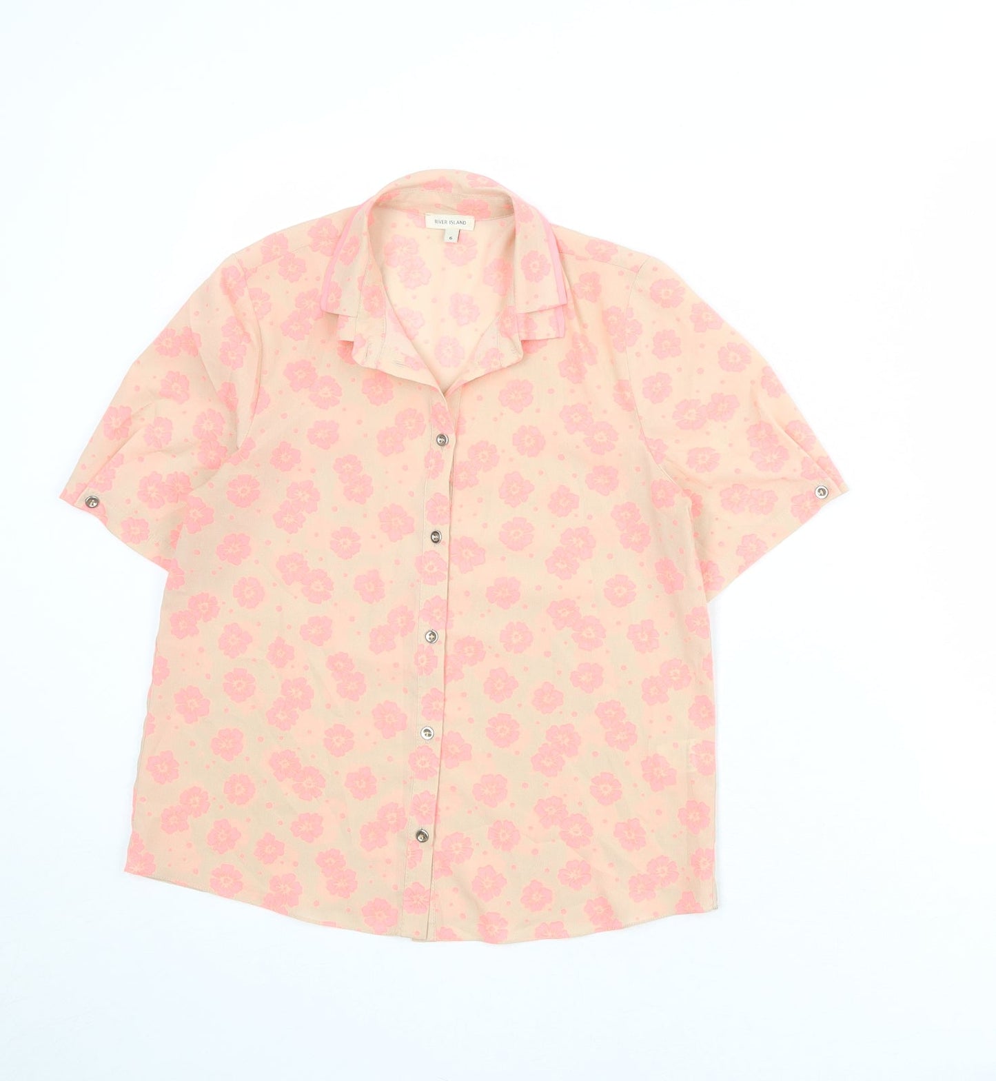 Womens UK Size 6 River Island Beige Basic Button-Up