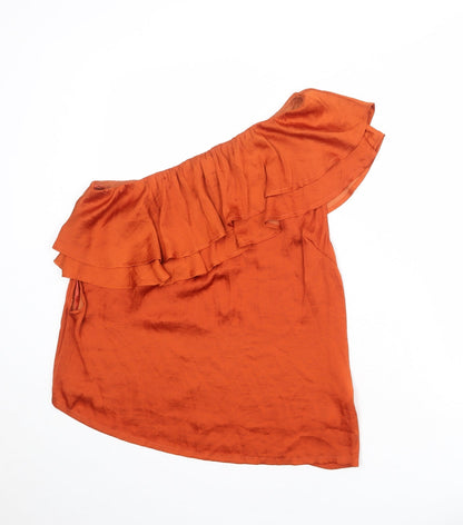Womens UK Size M Soaked in Luxury Orange Basic Blouse