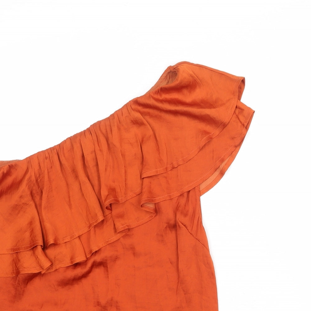 Womens UK Size M Soaked in Luxury Orange Basic Blouse