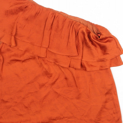 Womens UK Size M Soaked in Luxury Orange Basic Blouse