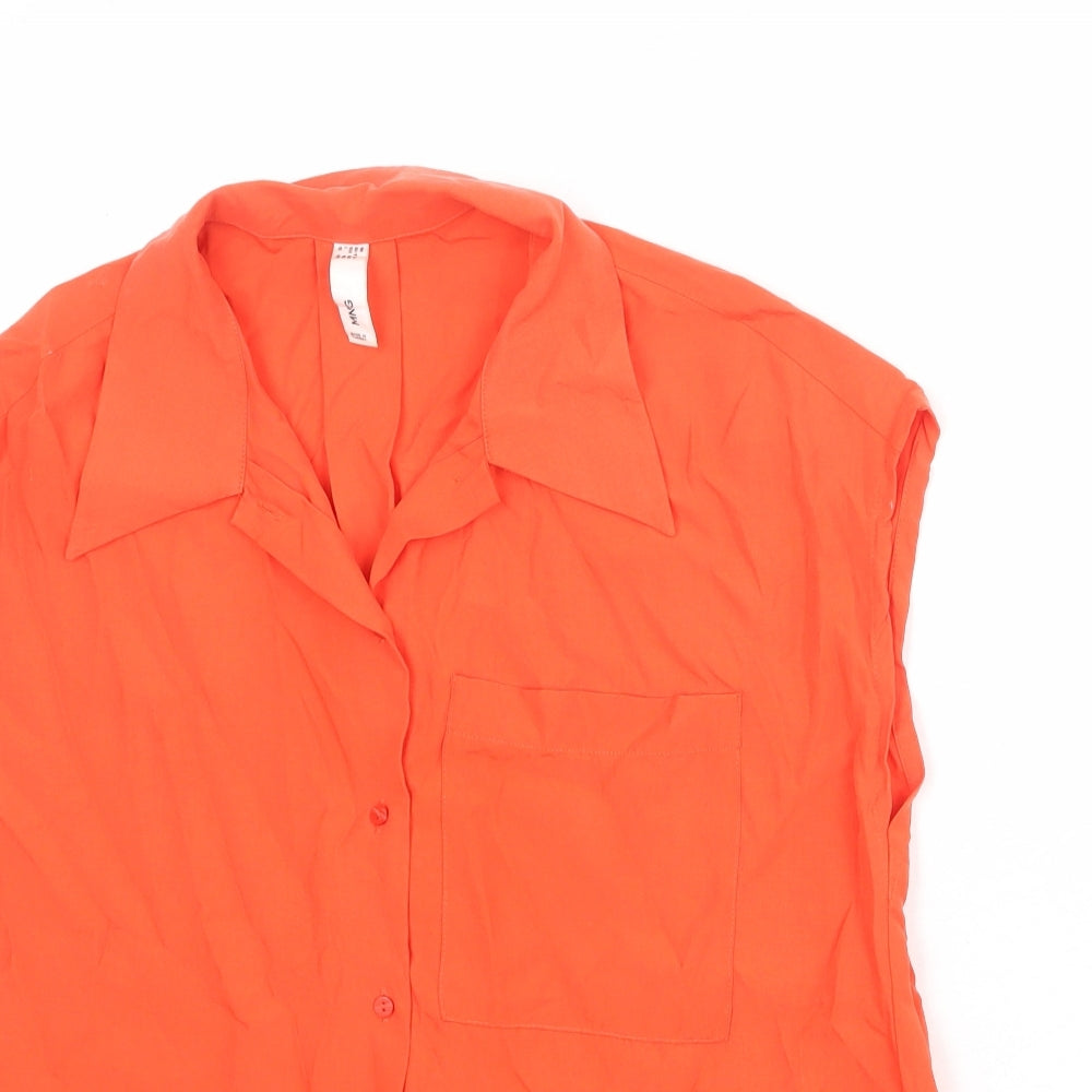 Womens UK Size 6 Mango Orange Basic Button-Up