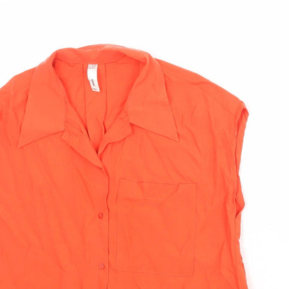Womens UK Size 6 Mango Orange Basic Button-Up