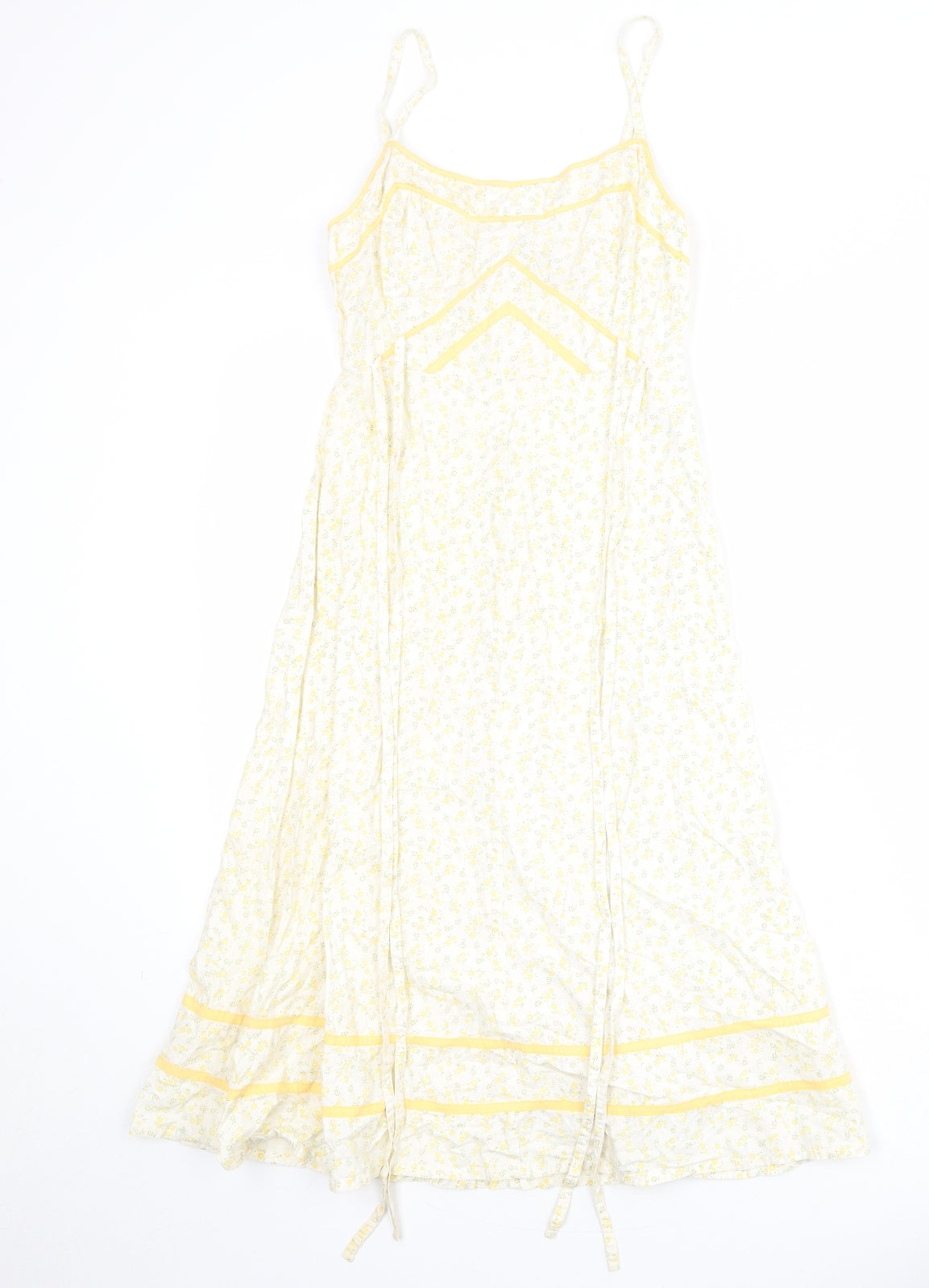 Divided by H&M Womens White Floral Polyester Slip Dress Size 8 Scoop Neck Zip