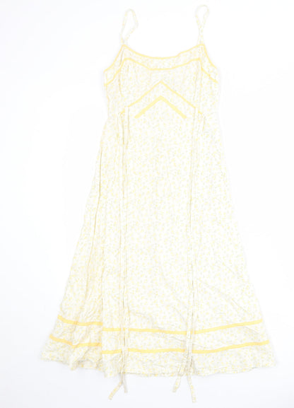 Divided by H&M Womens White Floral Polyester Slip Dress Size 8 Scoop Neck Zip