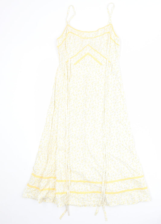 Divided by H&M Womens White Floral Polyester Slip Dress Size 8 Scoop Neck Zip