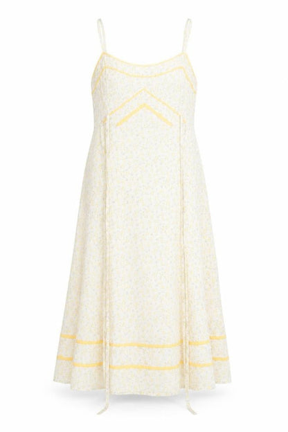 Divided by H&M Womens White Floral Polyester Slip Dress Size 8 Scoop Neck Zip