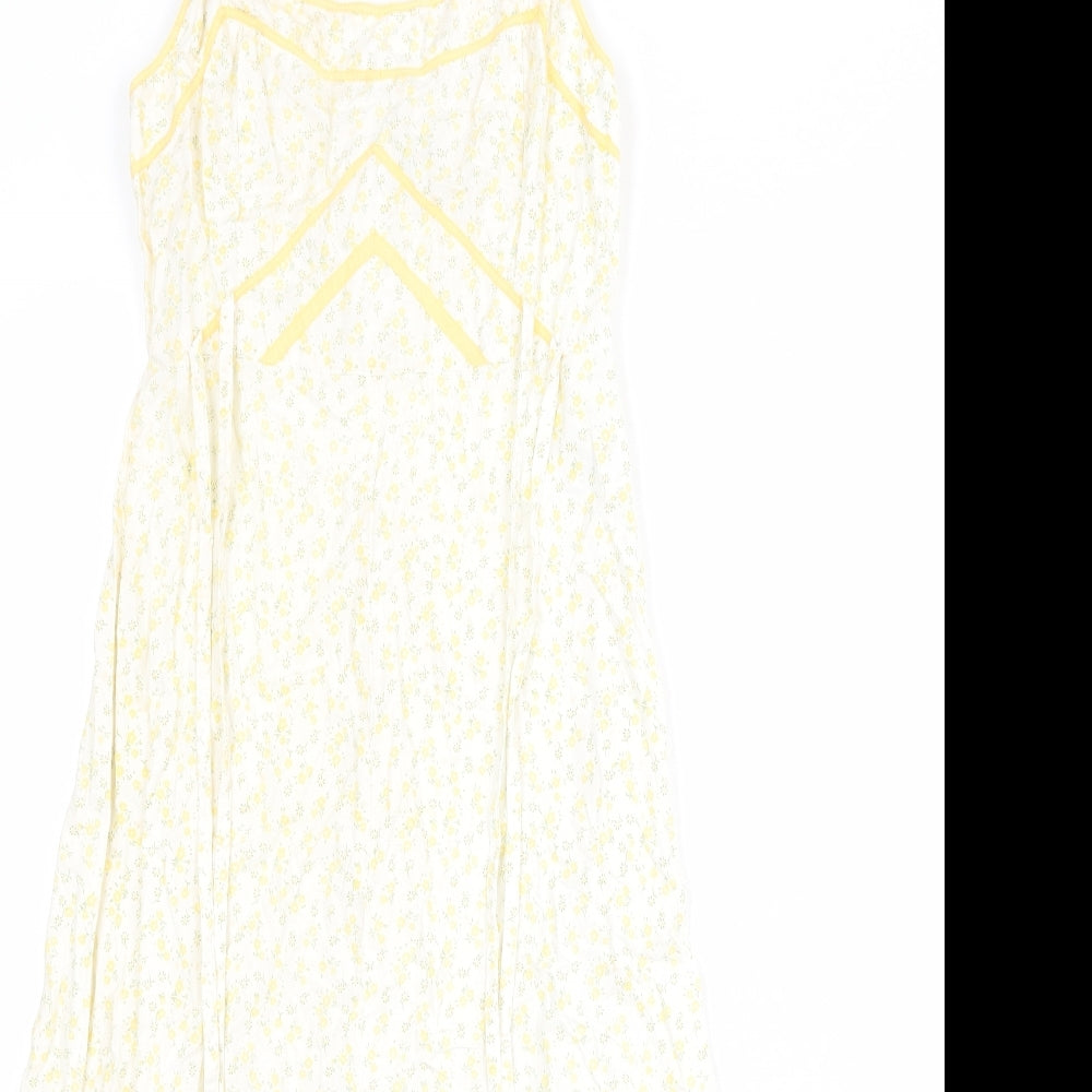 Divided by H&M Womens White Floral Polyester Slip Dress Size 8 Scoop Neck Zip