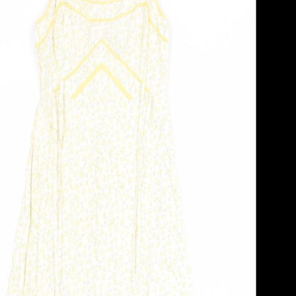 Divided by H&M Womens White Floral Polyester Slip Dress Size 8 Scoop Neck Zip