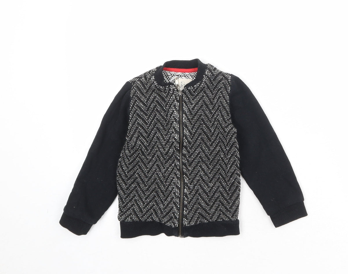 Additional front view of River Island boys’ black geometric jacket, size 2-3, years zip