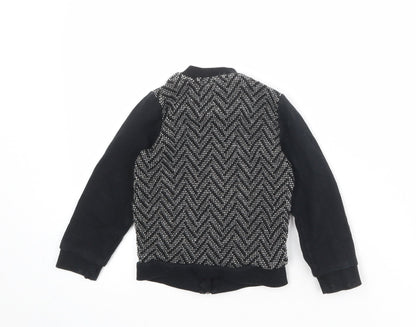 Back view of River Island boys’ black geometric jacket, size 2-3, years zip