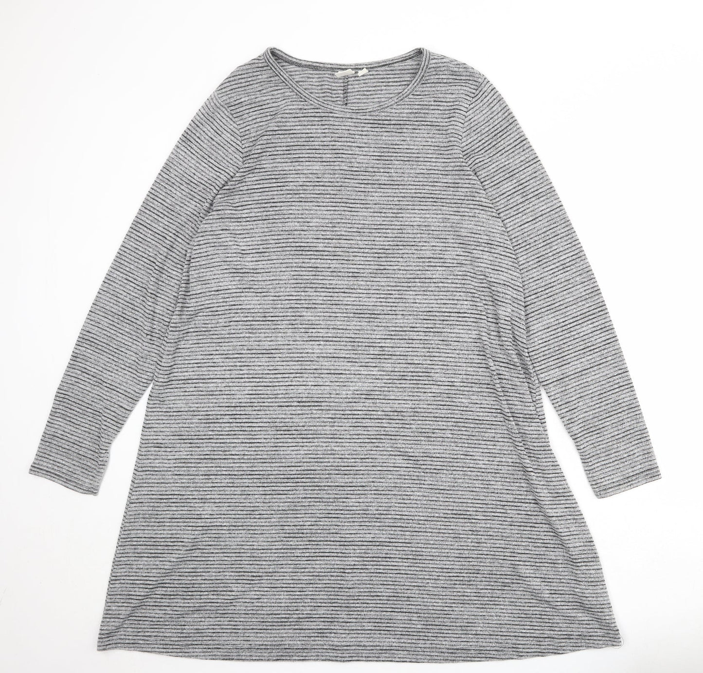 Gap Womens Grey Striped Polyester Jumper Dress Size XL Round Neck Pullover